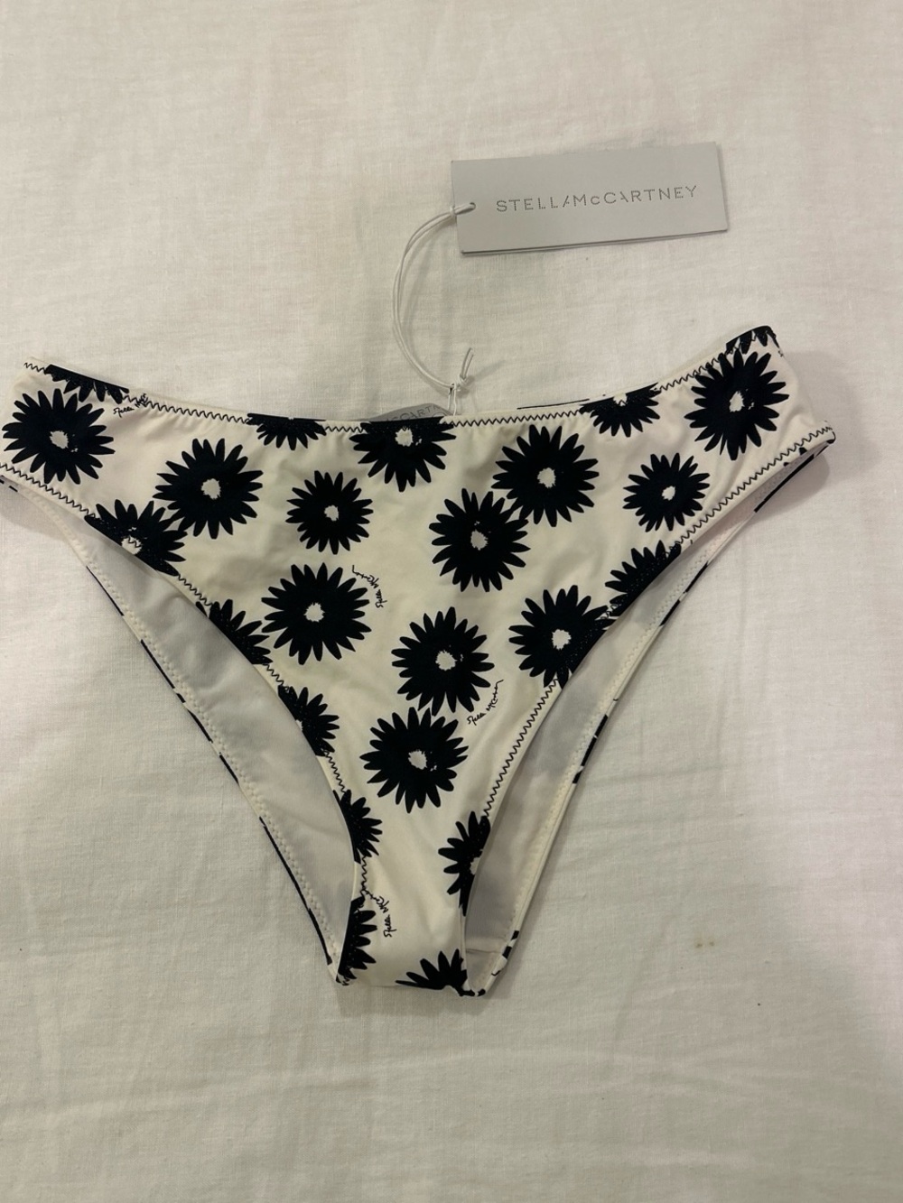 Stella McCartney Black and White Daisy Print Swim Bottoms